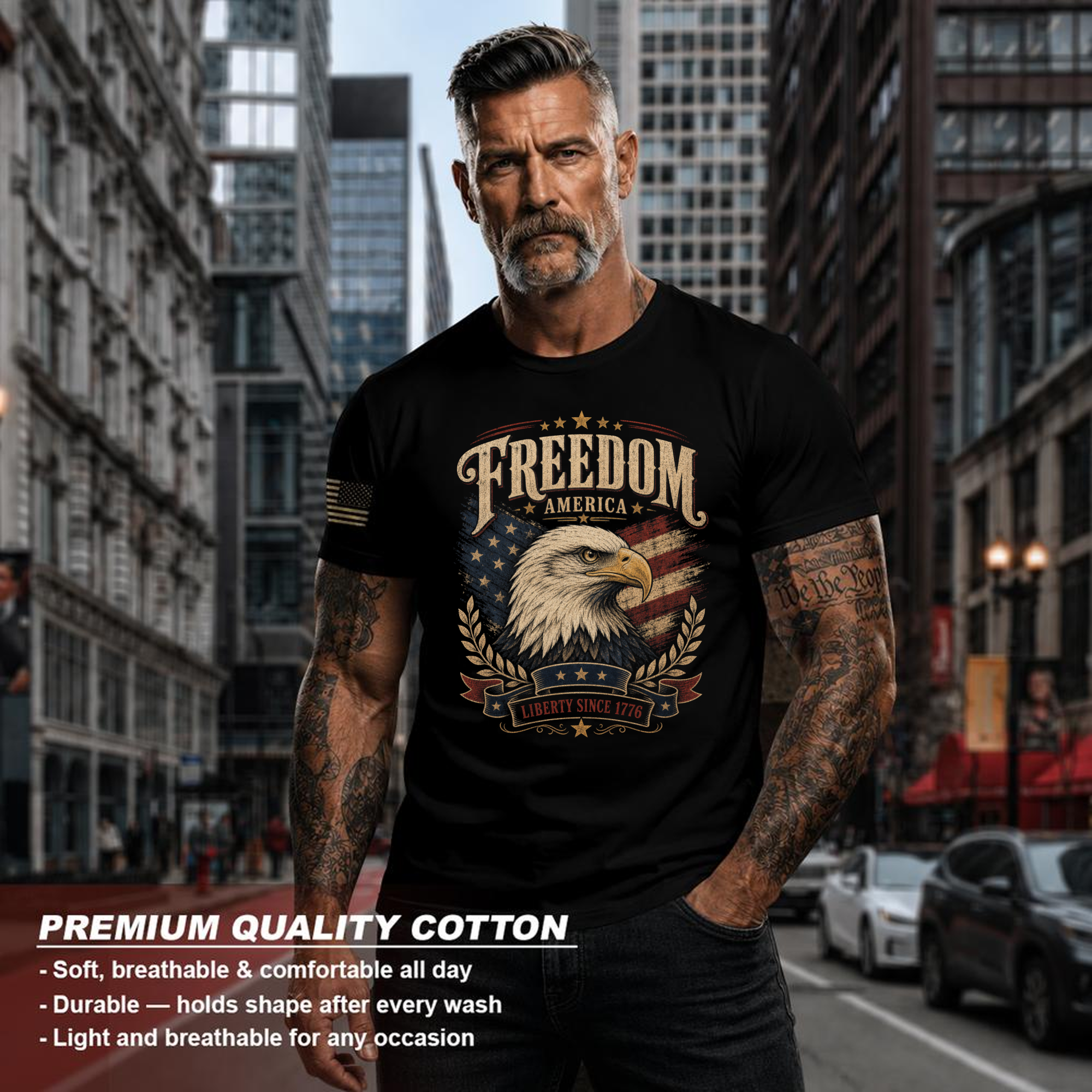 Patriotic Eagle Graphic T-Shirt - Independence Day Celebration Shirt