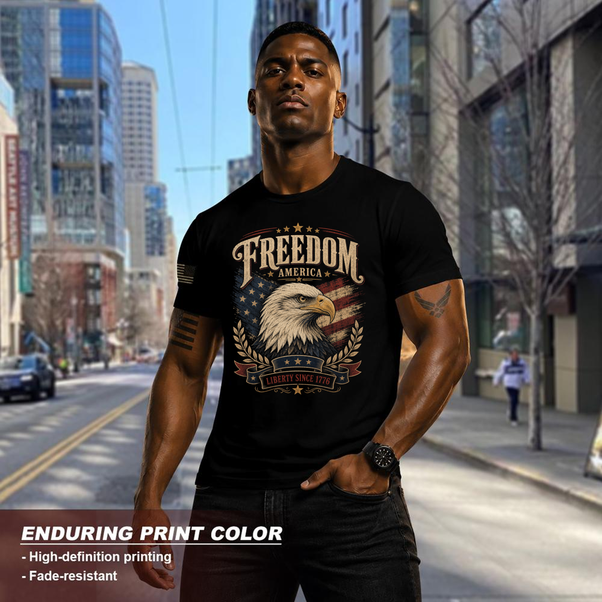 Patriotic Eagle Graphic T-Shirt - Independence Day Celebration Shirt