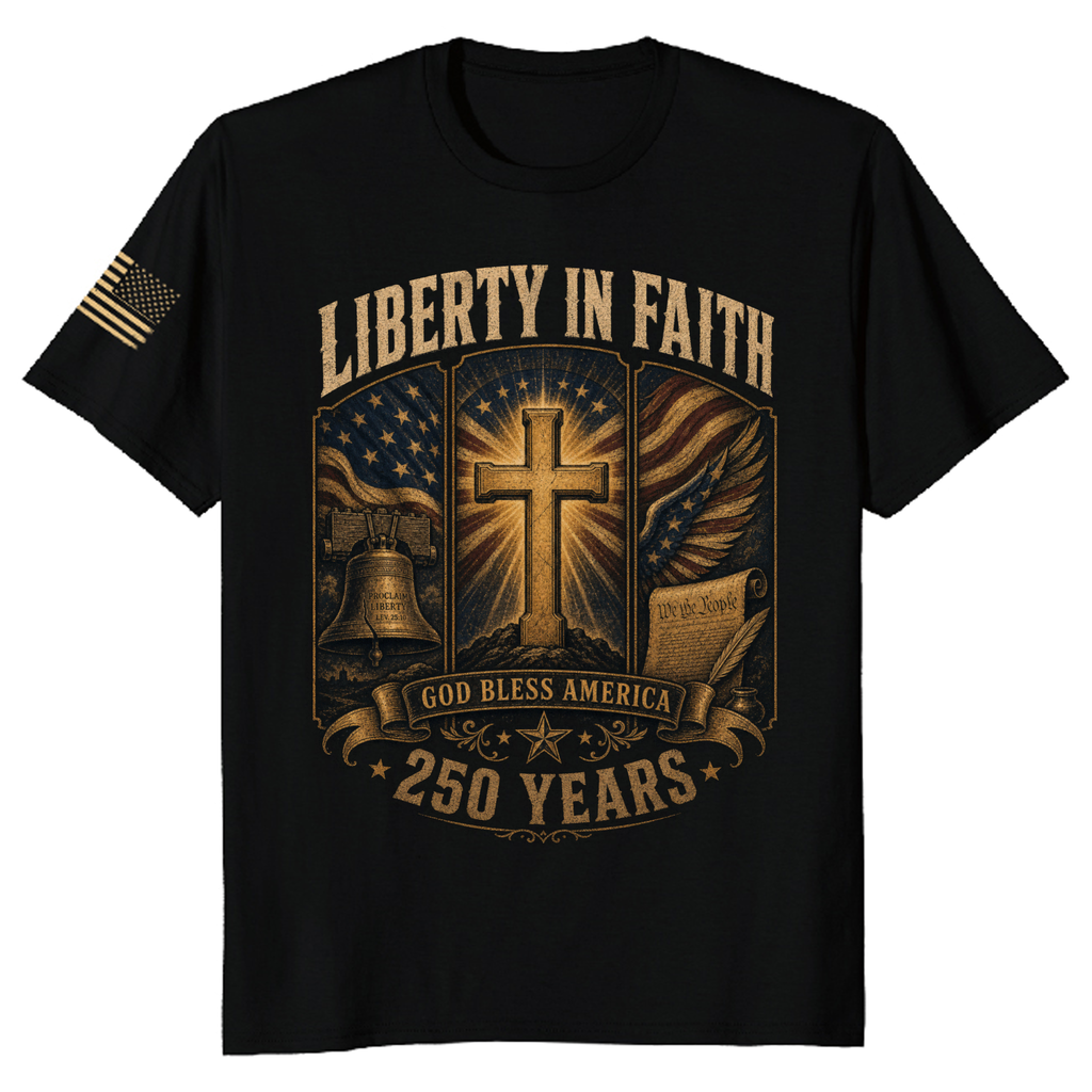 Patriotic Cross T-Shirt - Independence Day Faith Gift