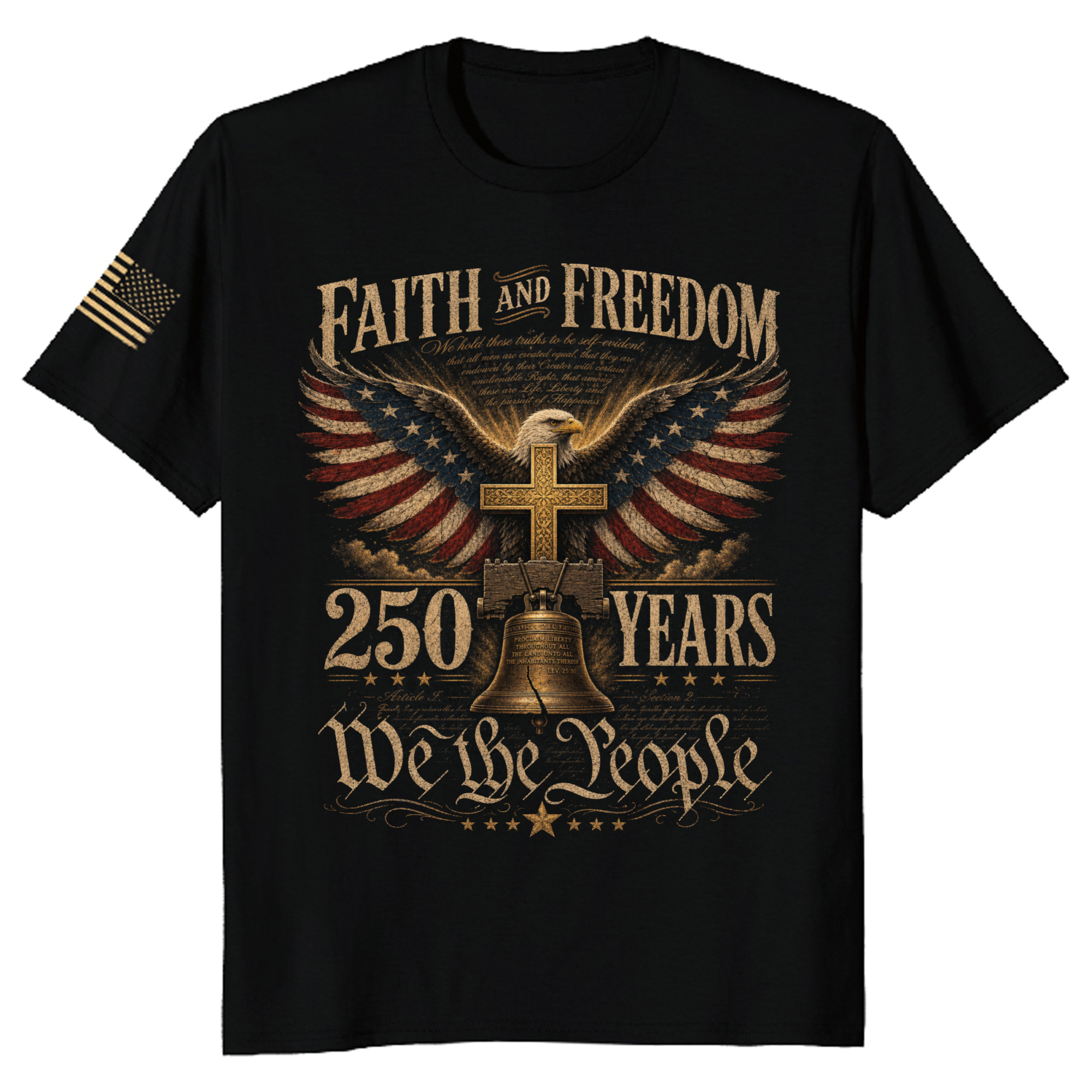 Patriotic Cross Patriot T-Shirt - Faith and Freedom Celebration Gift
