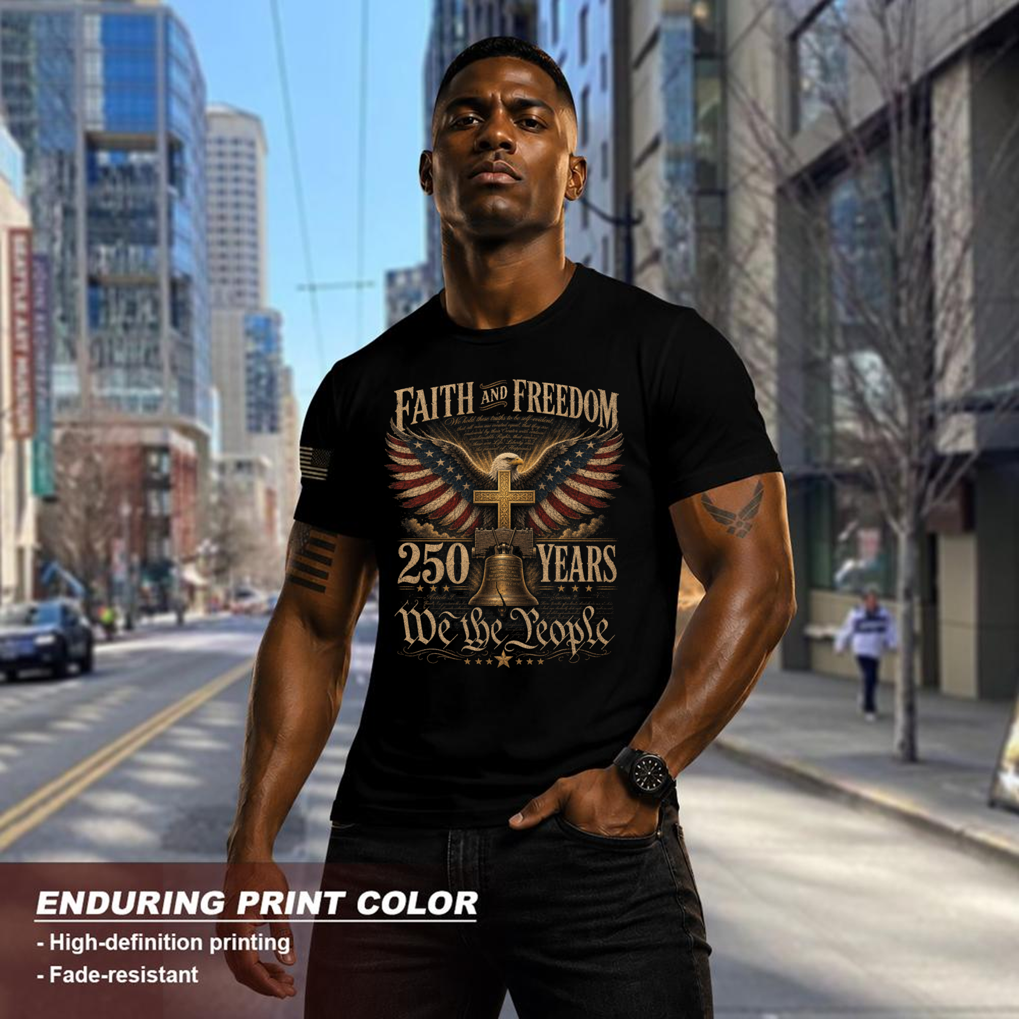 Patriotic Cross Patriot T-Shirt - Faith and Freedom Celebration Gift