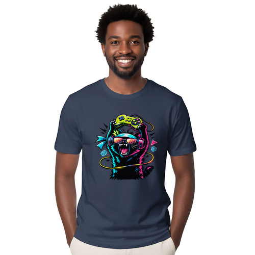 Anime Otaku Cat Graphic T-Shirt - Gift for Synthwave Gamers
