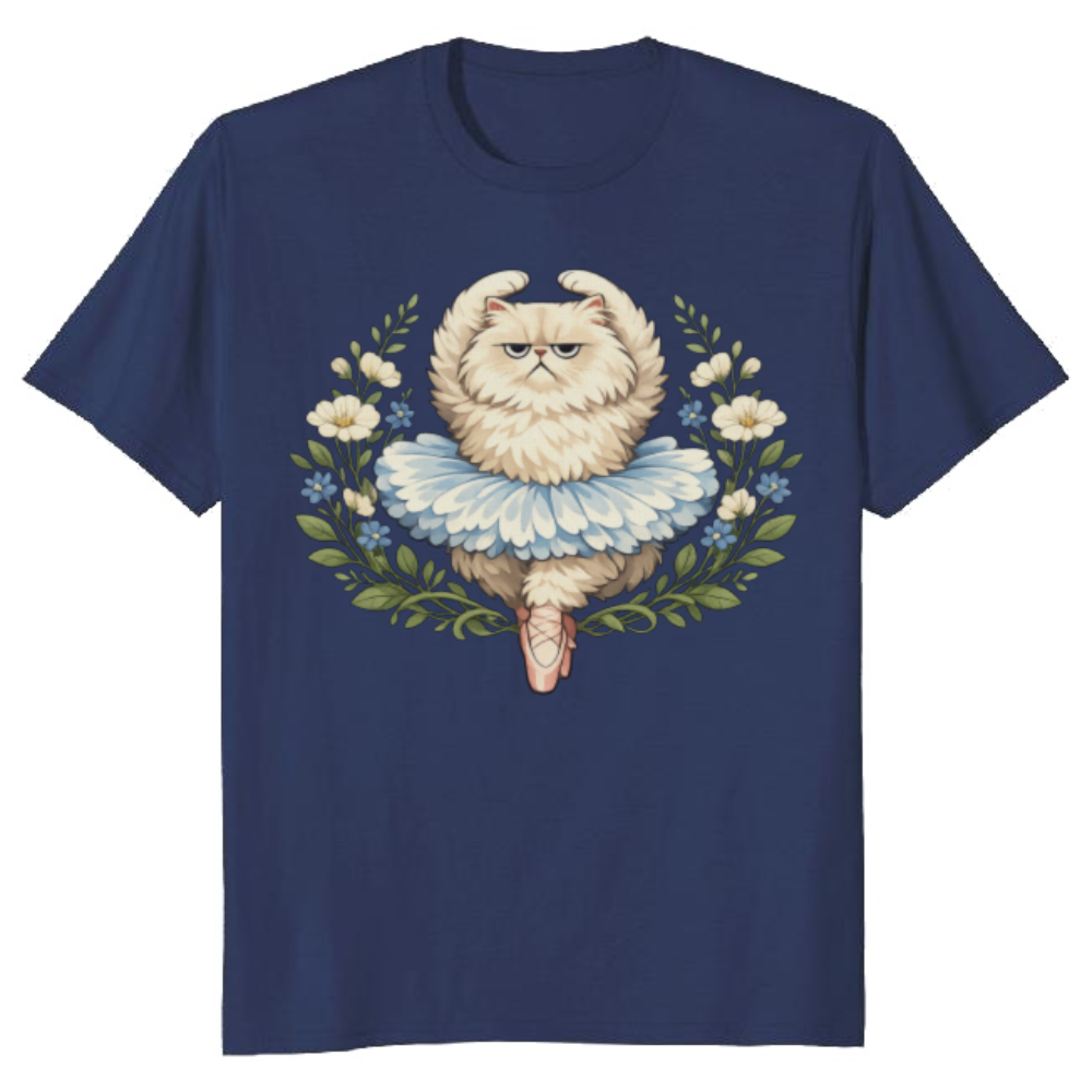 Fluffy Persian Cat T-Shirt - Sarcastic Cottagecore Ballet Gift for Cat Lovers