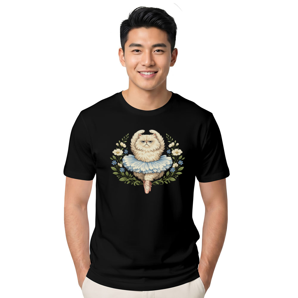 Fluffy Persian Cat T-Shirt - Sarcastic Cottagecore Ballet Gift for Cat Lovers