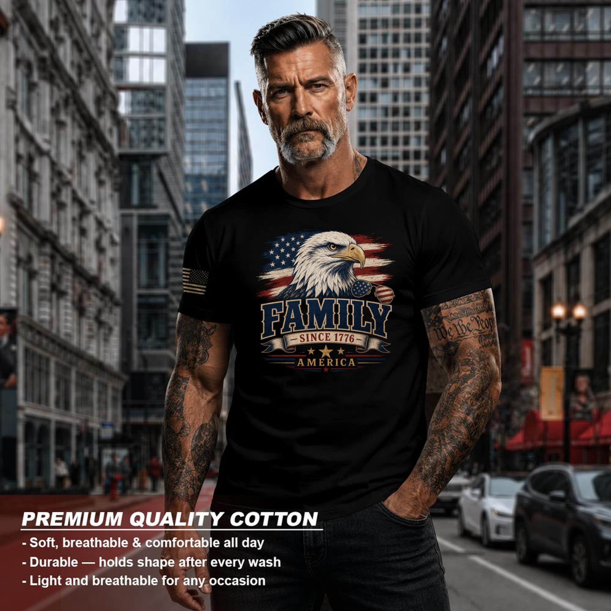 Patriotic Eagle Graphic T-Shirt - Independence Day Gift