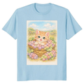 Vintage Pastel Kitten in a Grape Basket Illustration T-Shirt