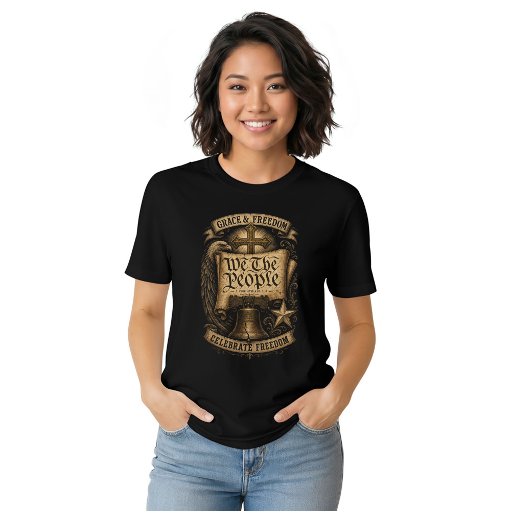 Patriotic Cross Graphic T-Shirt - Gift for Faith and USA Pride