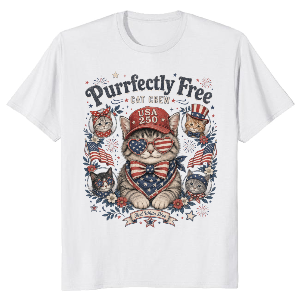 Patriotic Cat Graphic T-Shirt