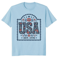 USA Floral Pattern T-Shirt - Independence Day Celebration Shirt
