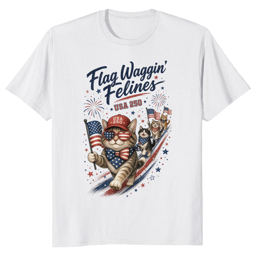Patriotic Cat Graphic T-Shirt