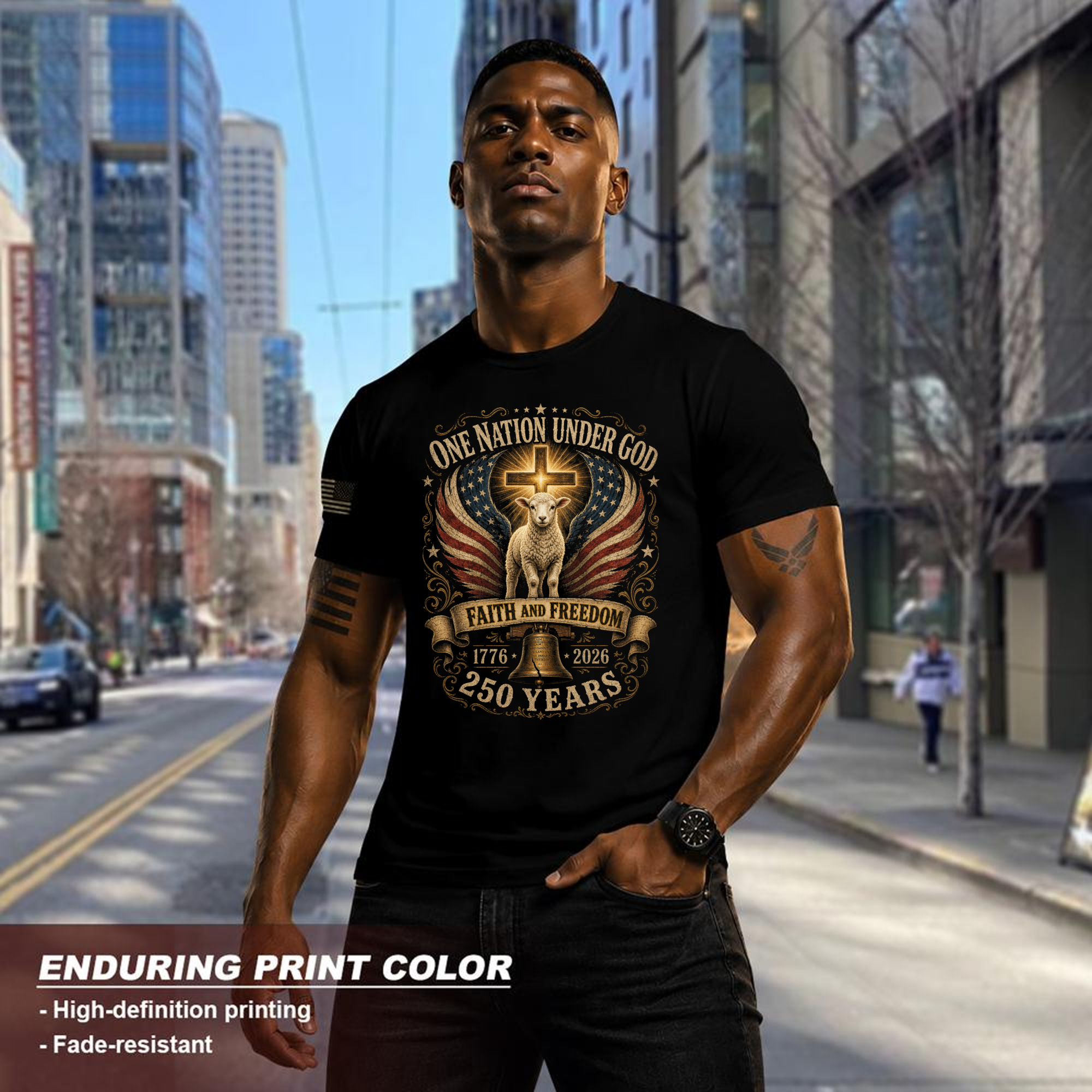 Patriotic Cross Patriot T-Shirt - Independence Day Faith Gift