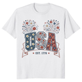 USA Flower Pattern T-Shirt - Patriotic Gift for America Lovers