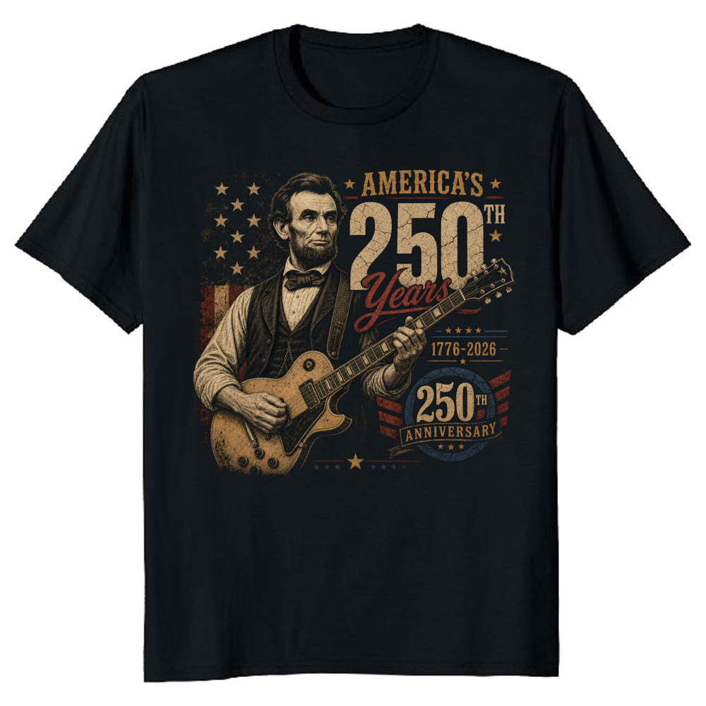 Lincoln Playing Guitar T-Shirt - Gift for Guitar Players