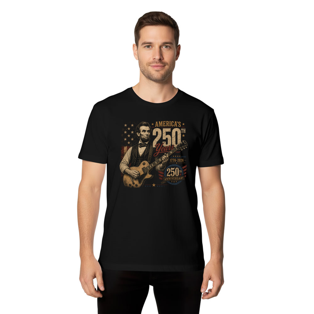Lincoln Playing Guitar T-Shirt - Gift for Guitar Players