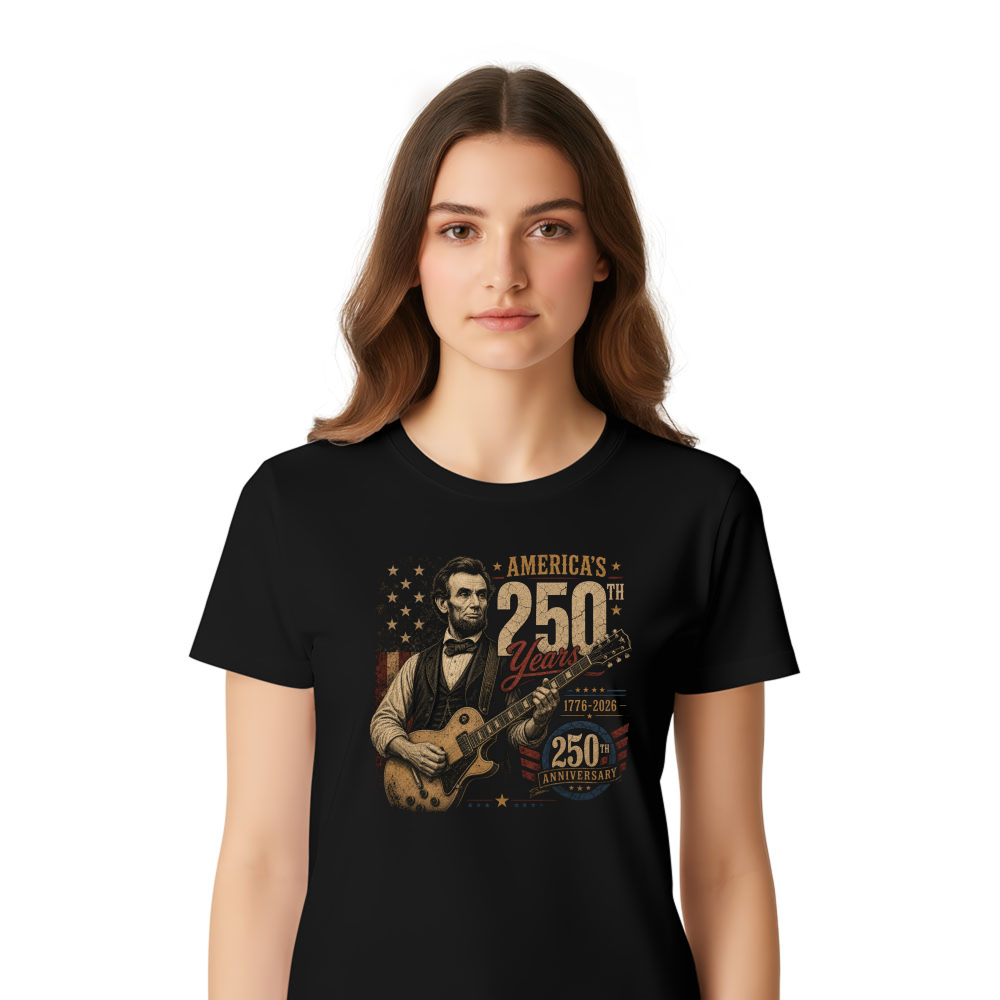 Lincoln Playing Guitar T-Shirt - Gift for Guitar Players