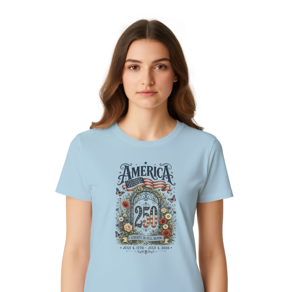 Patriotic 250 Years of Freedom Floral T-Shirt - 250th Anniversary Gift
