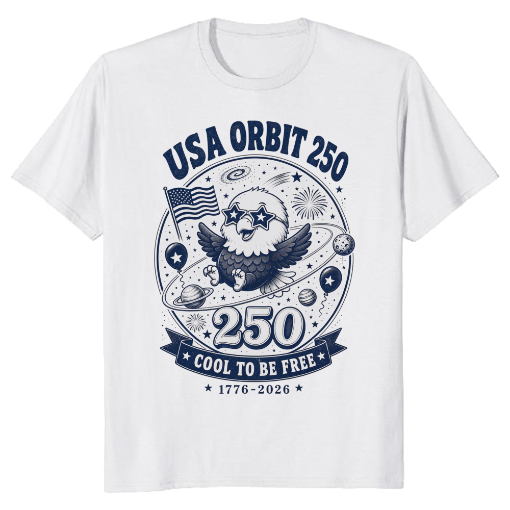Cartoon Patriotic Eagle Flag Graphic T-Shirt