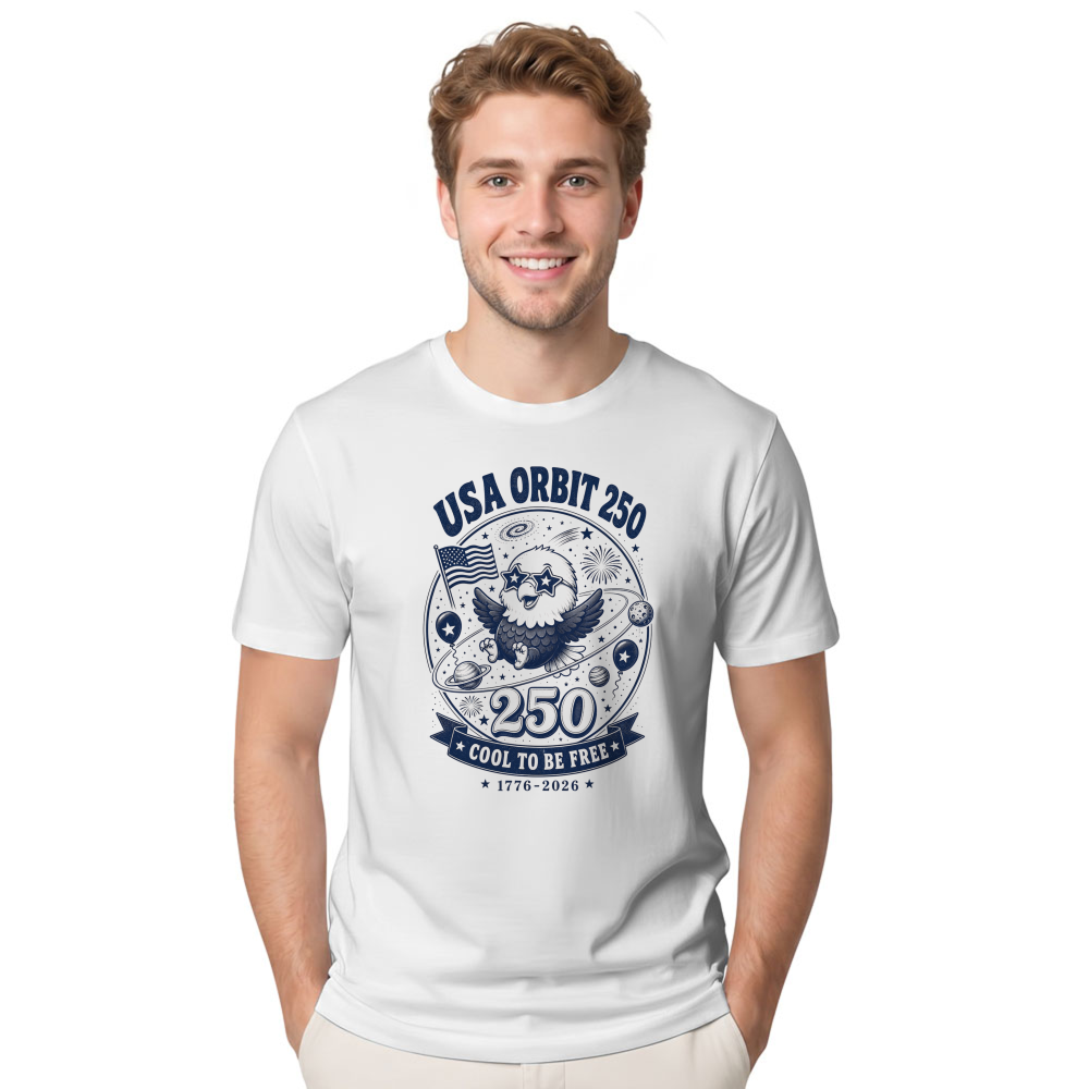 Cartoon Patriotic Eagle Flag Graphic T-Shirt