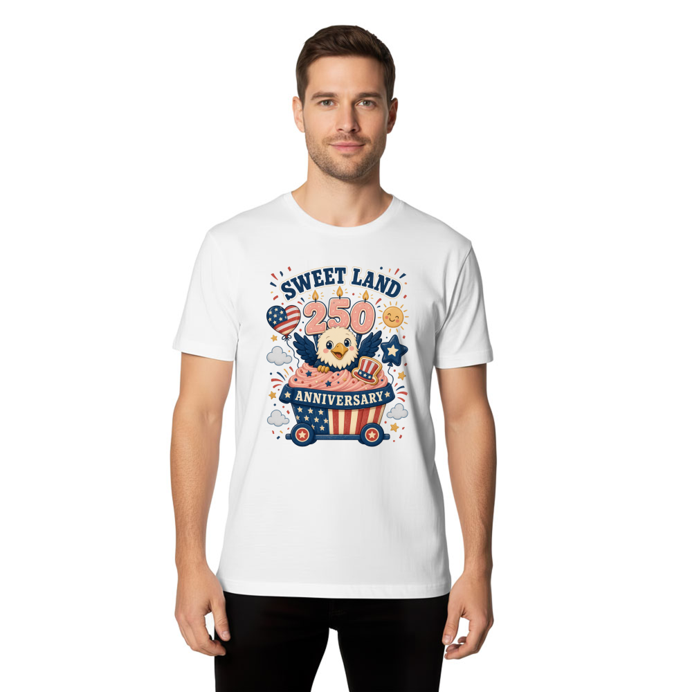 Cartoon Patriotic Bald Eagle Graphic T-Shirt
