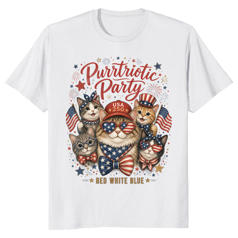 Patriotic Cat T-Shirt - Gift for Cat Lovers and Patriotic Holidays