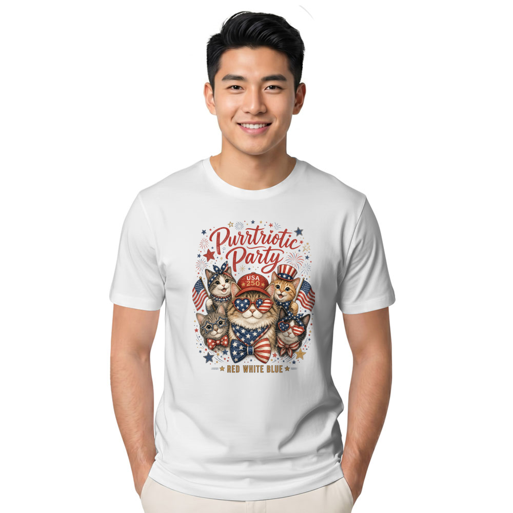 Patriotic Cat T-Shirt - Gift for Cat Lovers and Patriotic Holidays