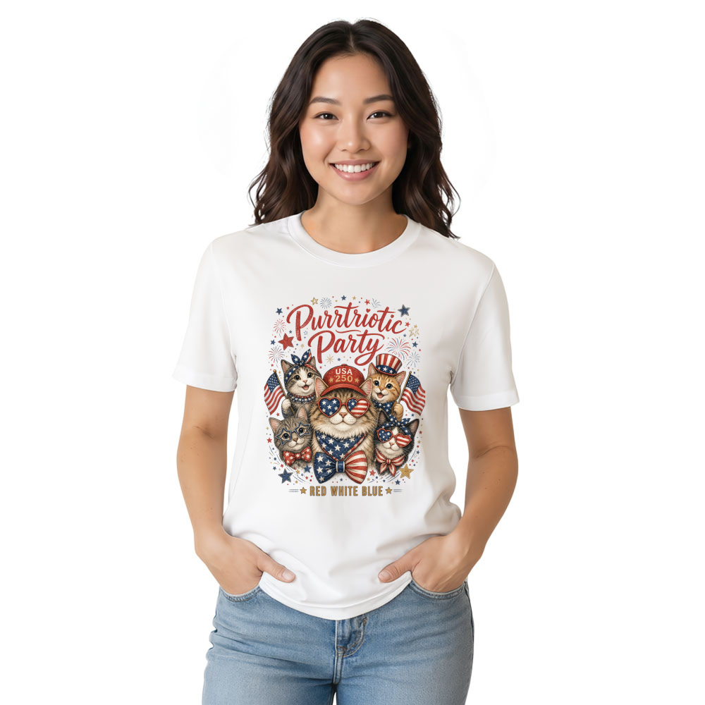 Patriotic Cat T-Shirt - Gift for Cat Lovers and Patriotic Holidays