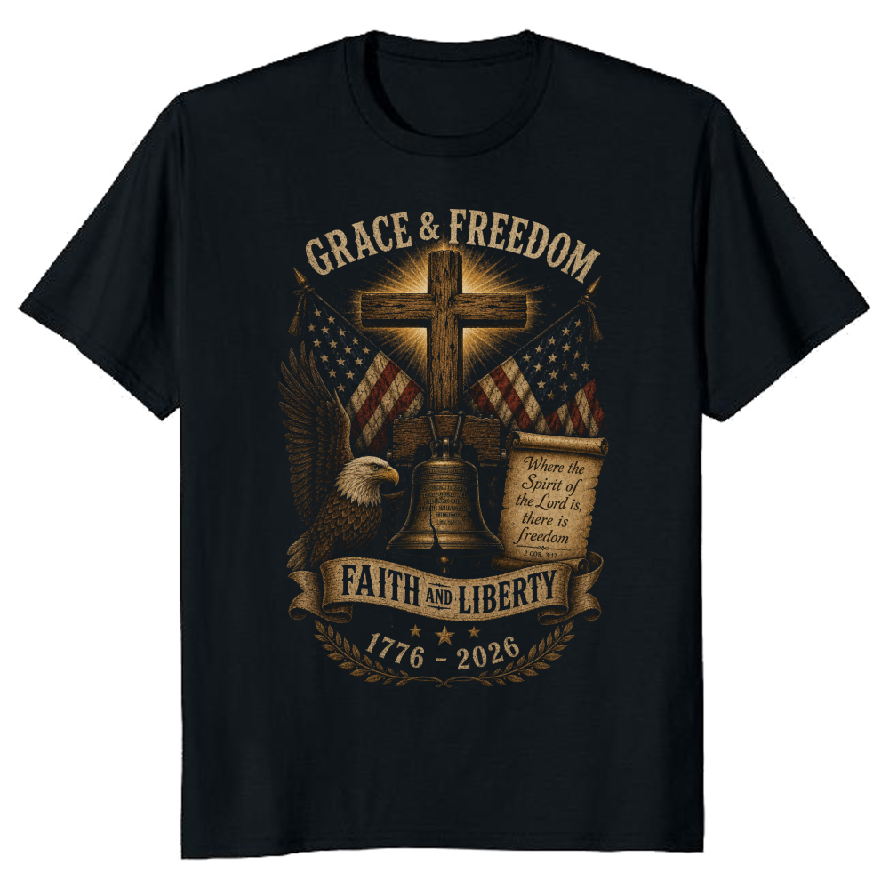 Patriotic Cross T-Shirt - Gift for Faith and Freedom Supporters