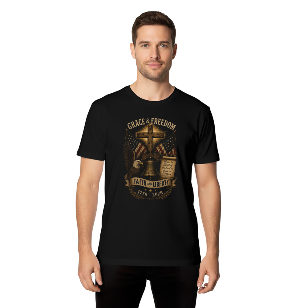 Patriotic Cross T-Shirt - Gift for Faith and Freedom Supporters