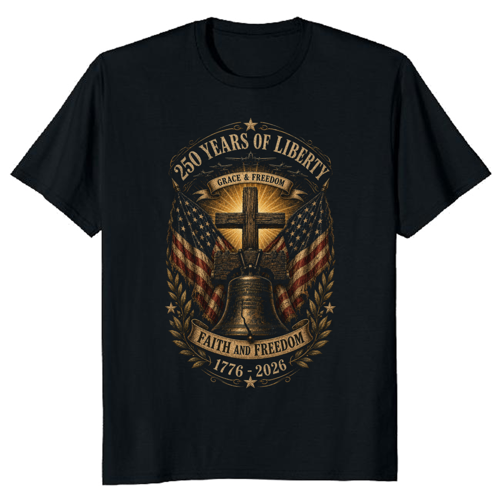 Patriotic Cross T-Shirt - Gift for Faith and Country Supporters