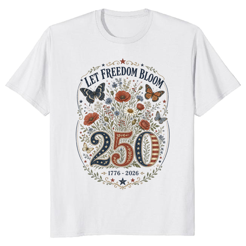 250 Year of Freedom Patriotic Floral Graphic T-Shirt
