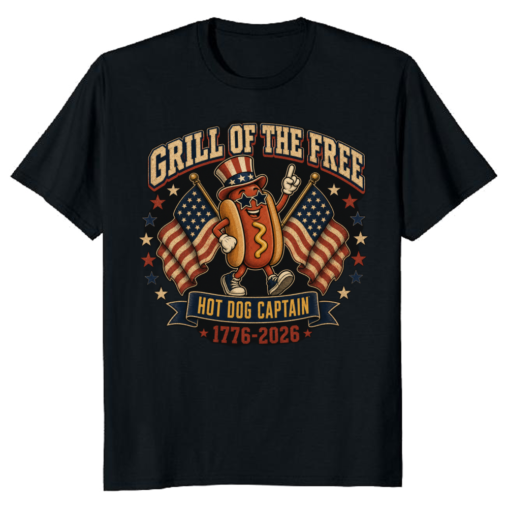 Patriotic Hot Dog T-Shirt - 4th of July BBQ Gift