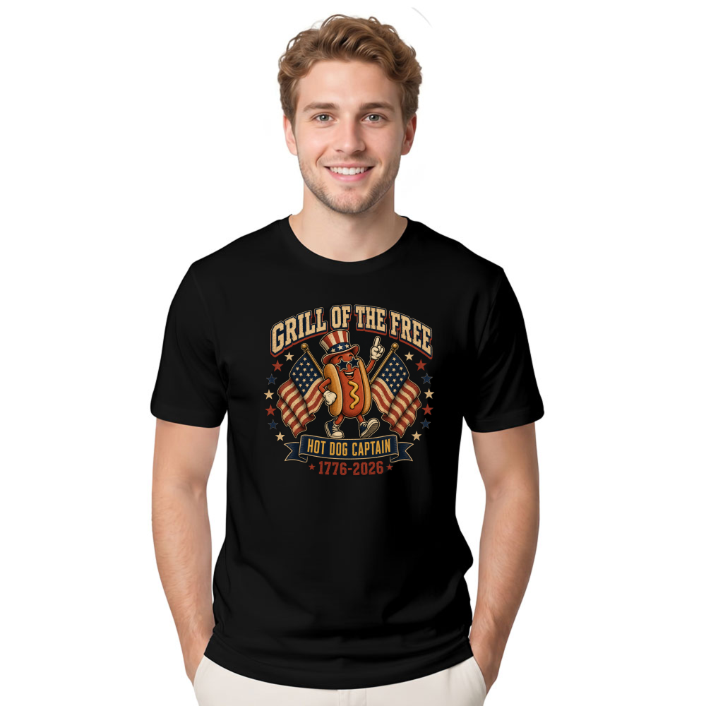 Patriotic Hot Dog Graphic T-Shirt