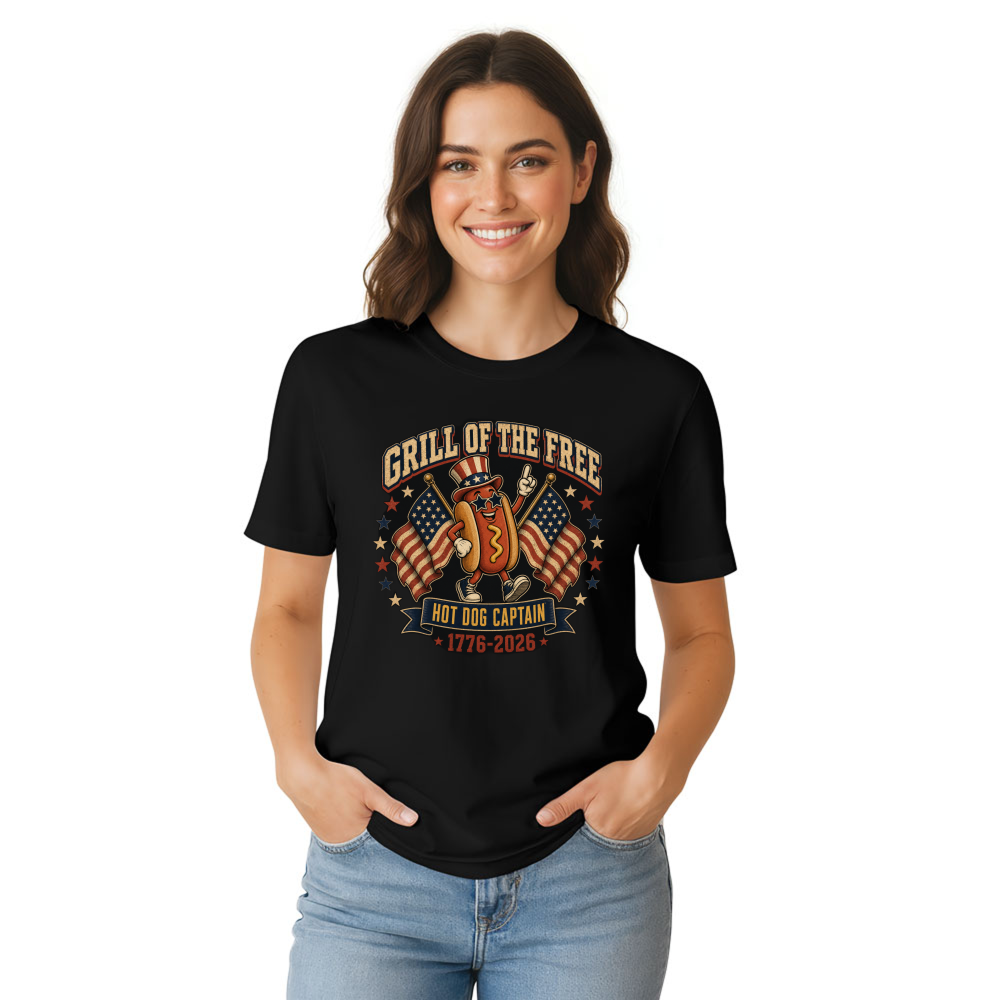 Patriotic Hot Dog Graphic T-Shirt