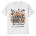 Patriotic 250 Years of Freedom Floral T-Shirt - 250th Anniversary Gift