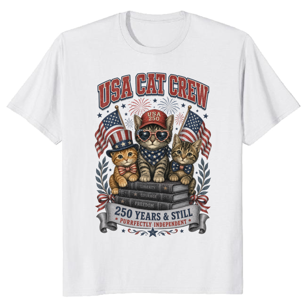 Patriotic Cat T-Shirt - Gift for Cat Lovers and Patriotic Celebrations