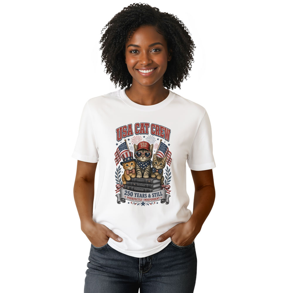 Patriotic Cat T-Shirt - Gift for Cat Lovers and Patriotic Celebrations