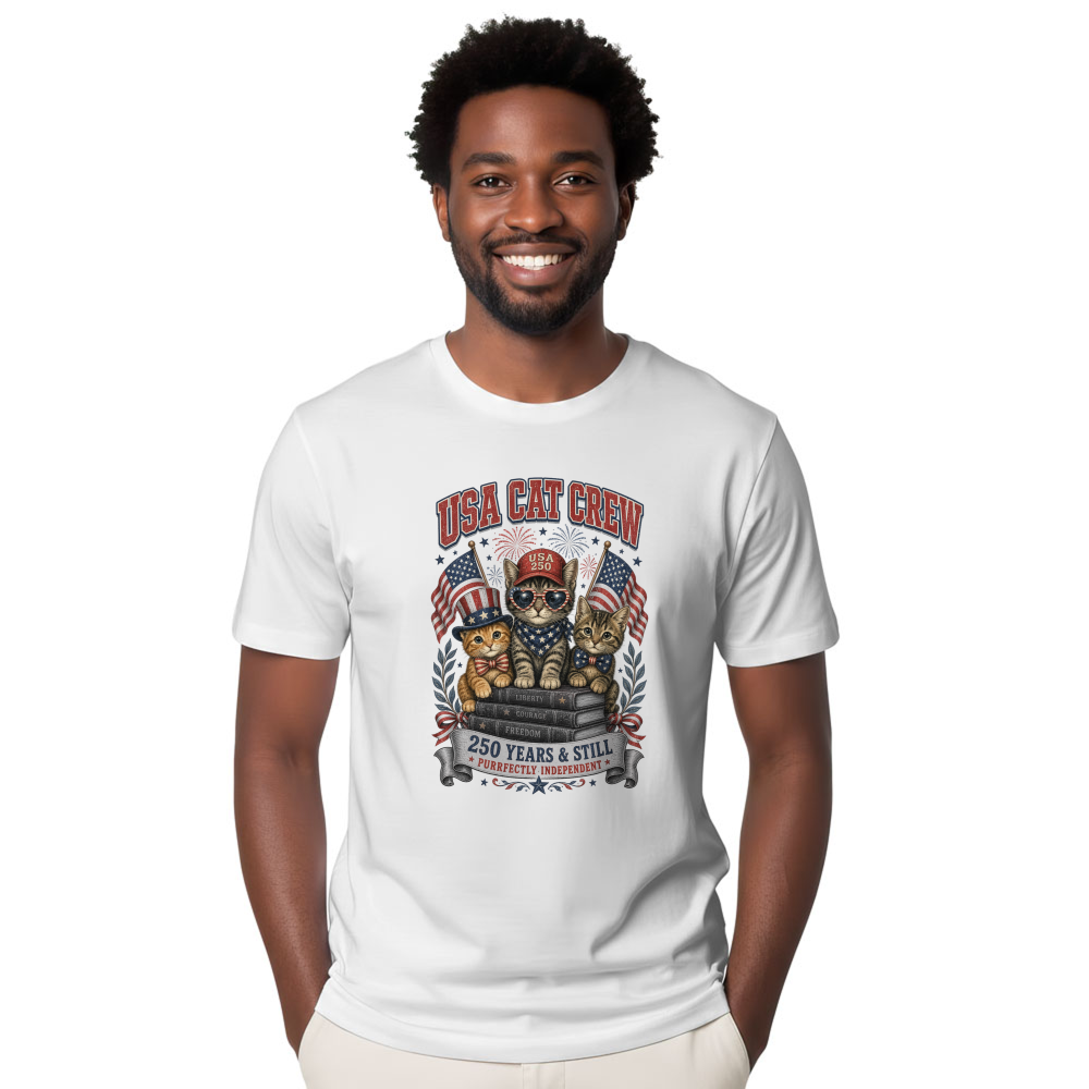 Patriotic Cat T-Shirt - Gift for Cat Lovers and Patriotic Celebrations
