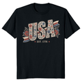 USA Flower Pattern T-Shirt - July 4th Celebration Shirt