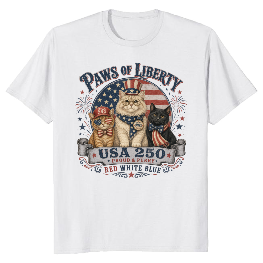 Patriotic Cat Graphic T-Shirt - Gift for Cat Lovers