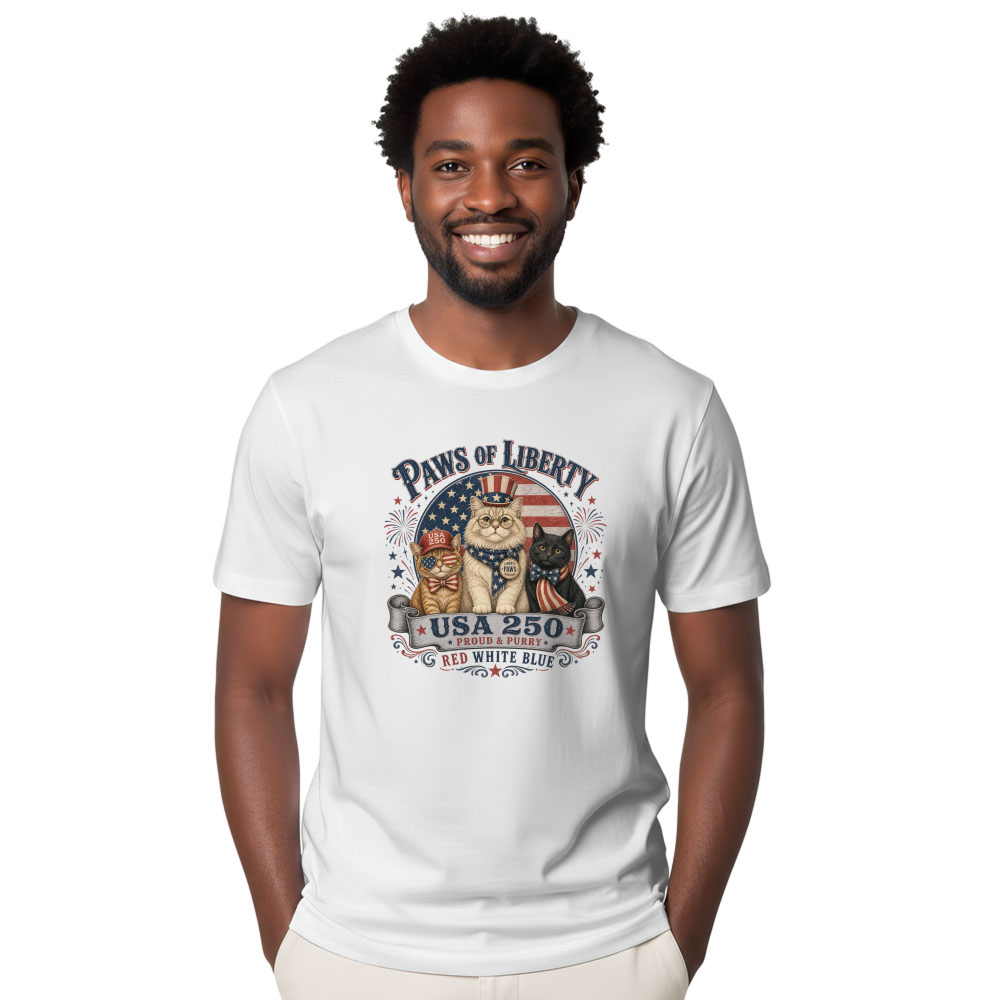 Patriotic Cat Graphic T-Shirt - Gift for Cat Lovers