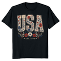 USA Flower Pattern T-Shirt - Independence Day Celebration Gift