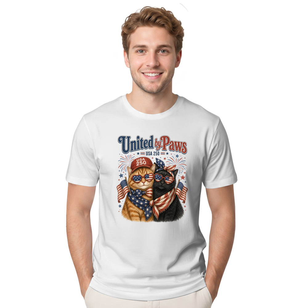 Patriotic Cat T-Shirt - Gift for Cat Lovers and USA Pride Fans