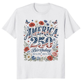 Patriotic 250 Years of Freedom Floral T-Shirt - Gift for America 250th Anniversary