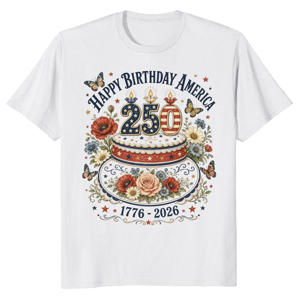 Patriotic 250 Years of Freedom Floral T-Shirt - USA Independence Day Gift