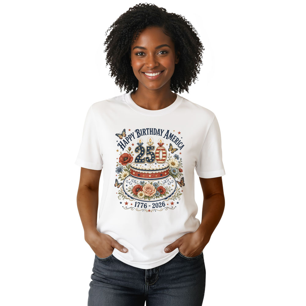 Patriotic 250 Years of Freedom Floral T-Shirt - USA Independence Day Gift