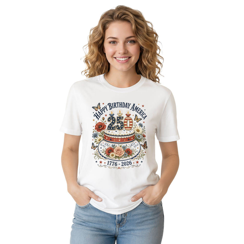 Patriotic 250 Years of Freedom Floral T-Shirt - USA Independence Day Gift