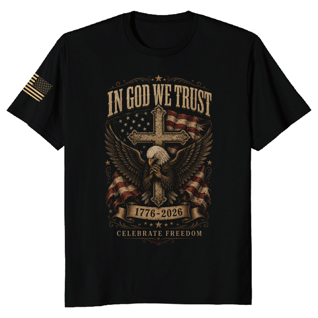 Patriotic Cross T-Shirt - Faith and Independence Day Gift