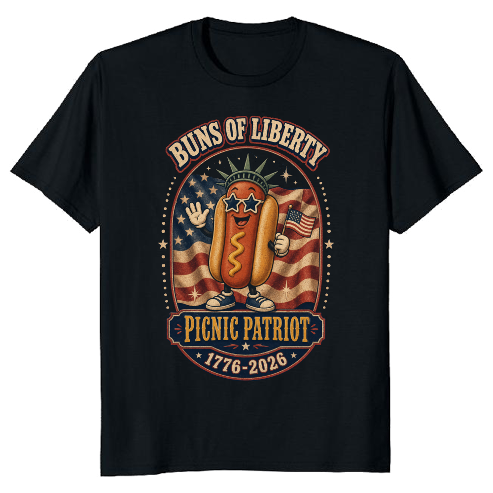 Patriotic Hot Dog T-Shirt - 4th of July Cookout Gift