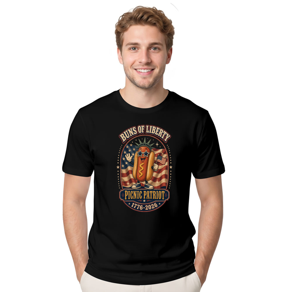 Patriotic Hot Dog T-Shirt - 4th of July Cookout Gift