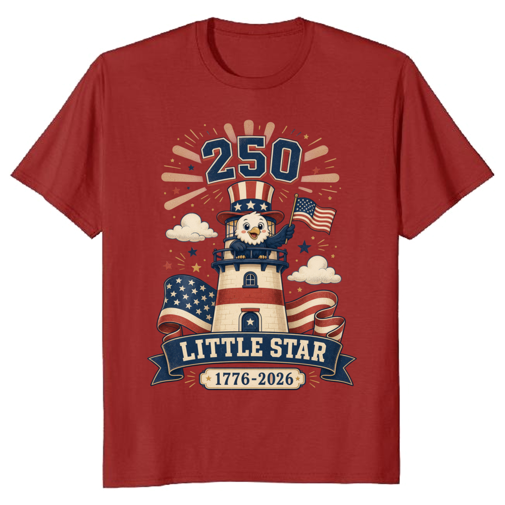 Cartoon Cute Bald Eagle Patriotic Graphic T-Shirt